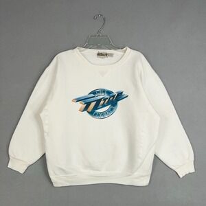 Vintage ZZ Top Sweatshirt Adult Large White The Six Pack Hard Rock Band Blues